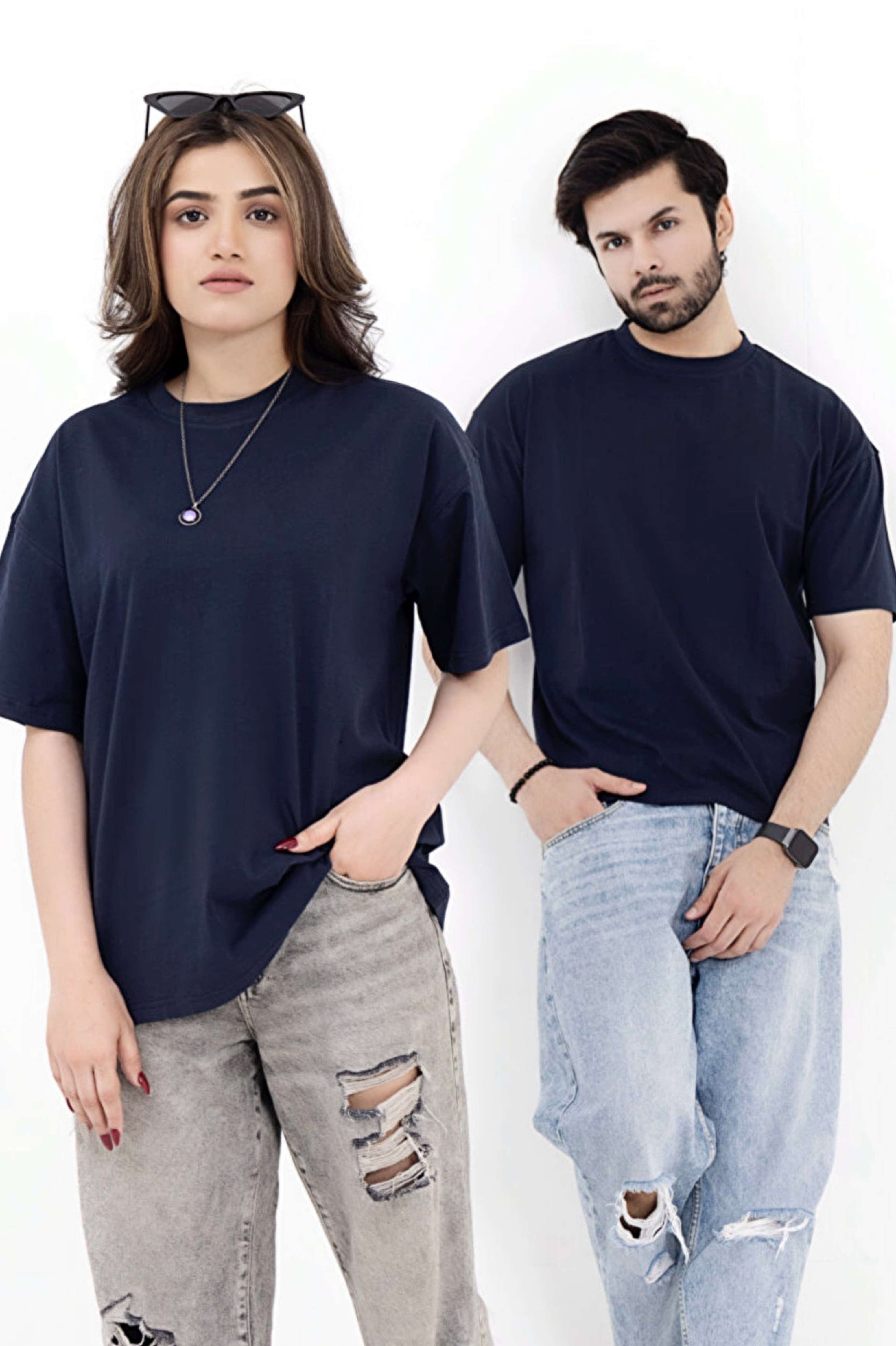 Basic Oversized Drop Shoulder Tee Navy