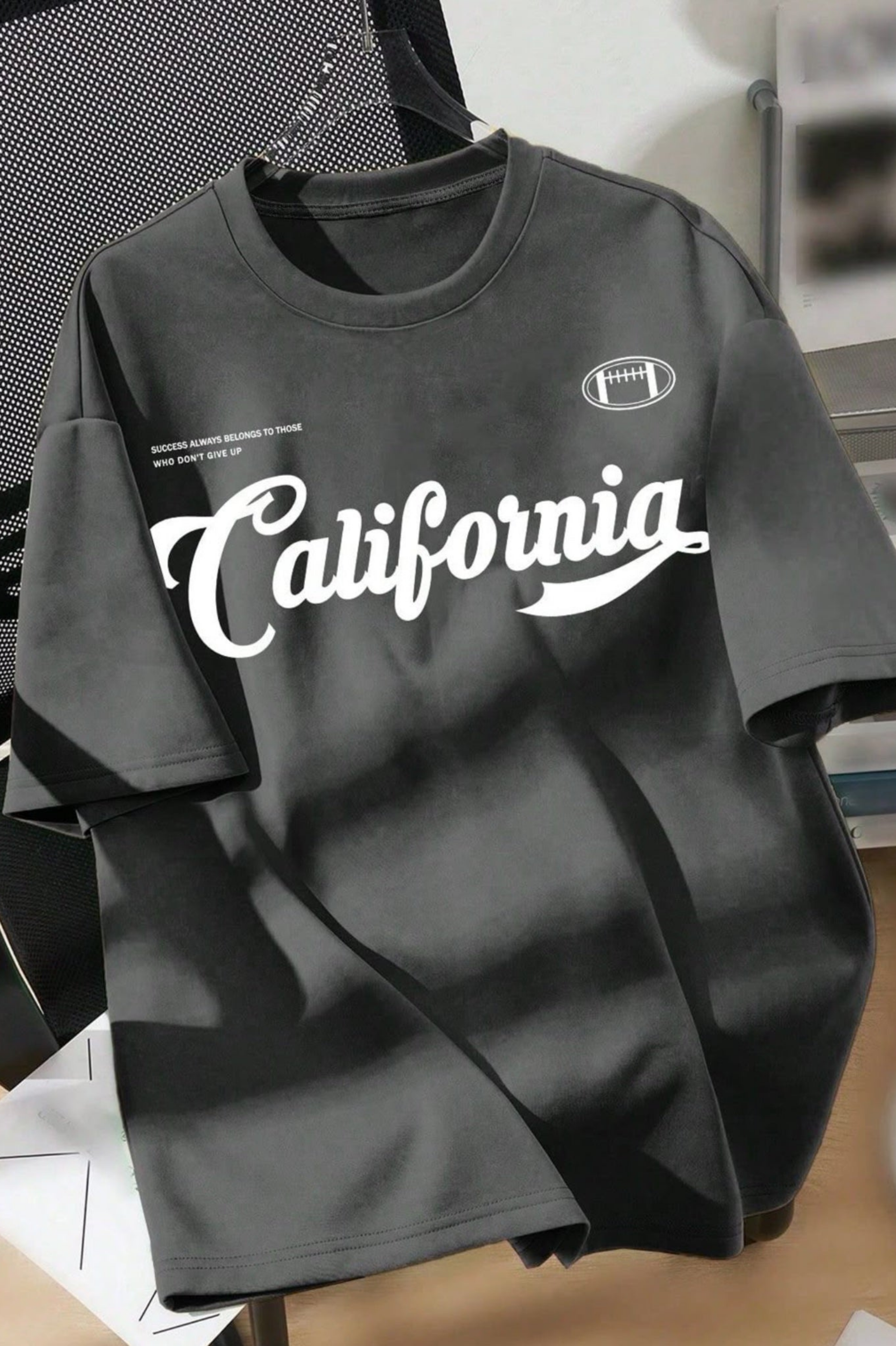 California Graphic Drop Shoulder Oversized T-shirt D-Grey