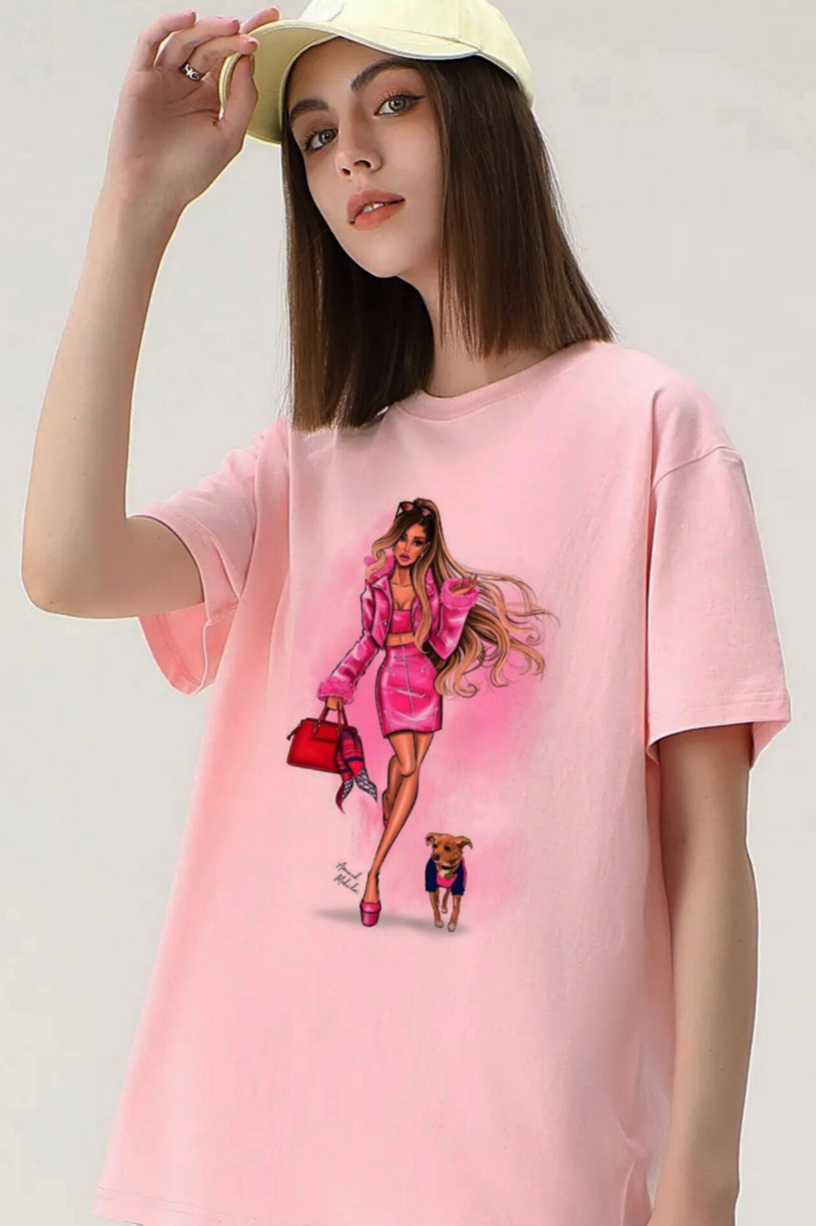 Vaccy Dog Girl Drop Shoulder Oversized T-shirt