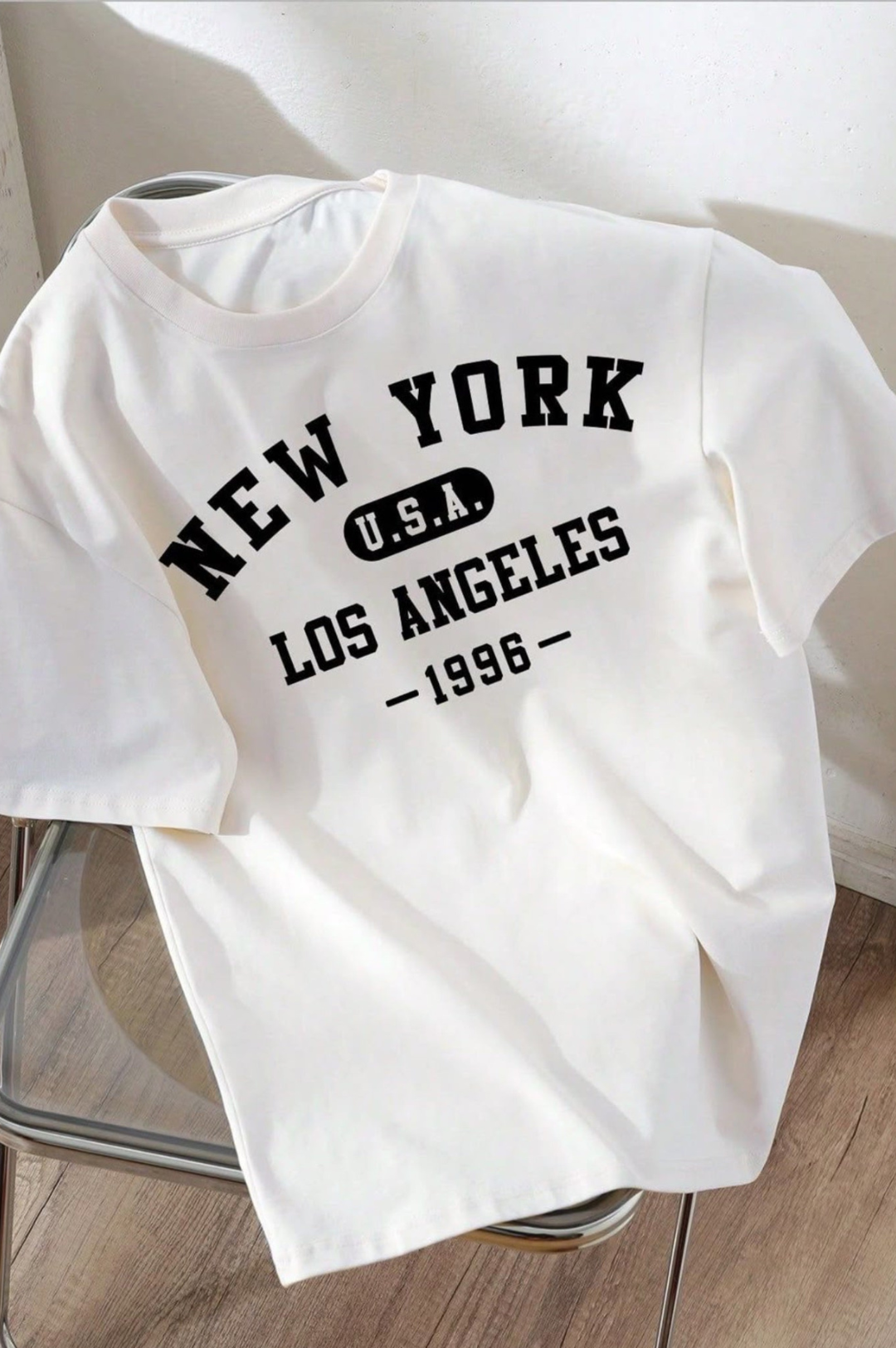 New York Graphic Drop Shoulder Oversized T-shirt White