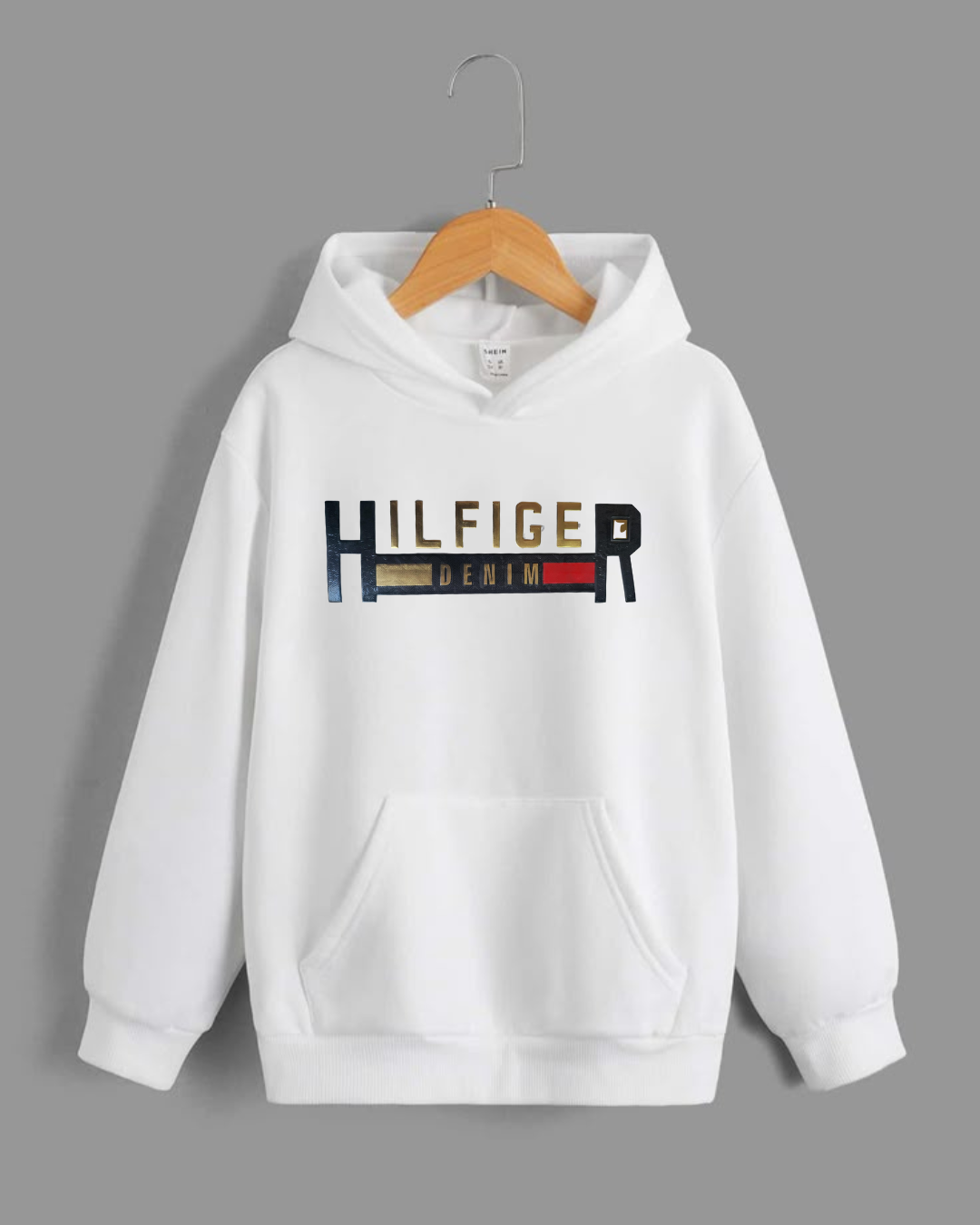 White Hilfiger Denim Printed Hoodie
