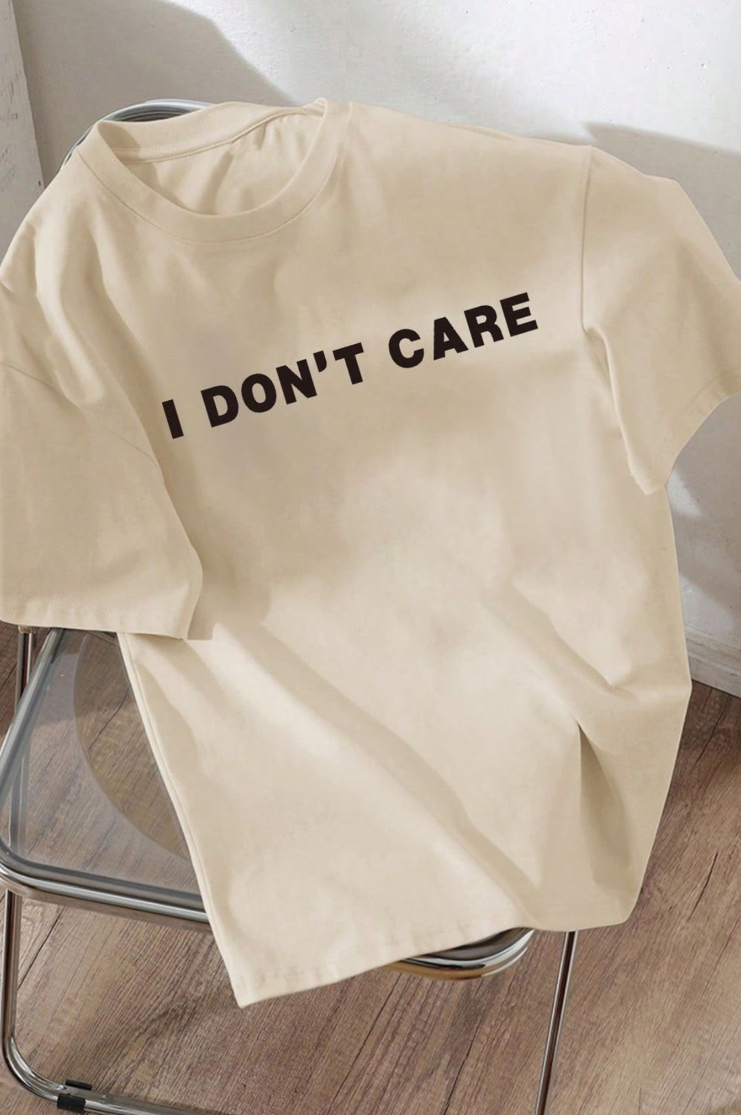 I Don’t Care Graphic Drop Shoulder Oversized T-shirt