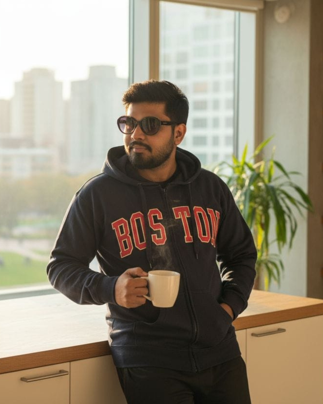 BOSTON Style Blue Varsity Jacket