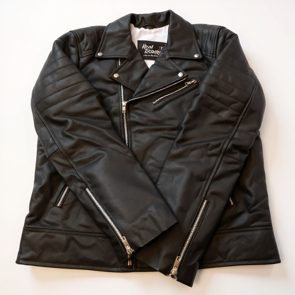 Black Padded Pure Leather Jacket