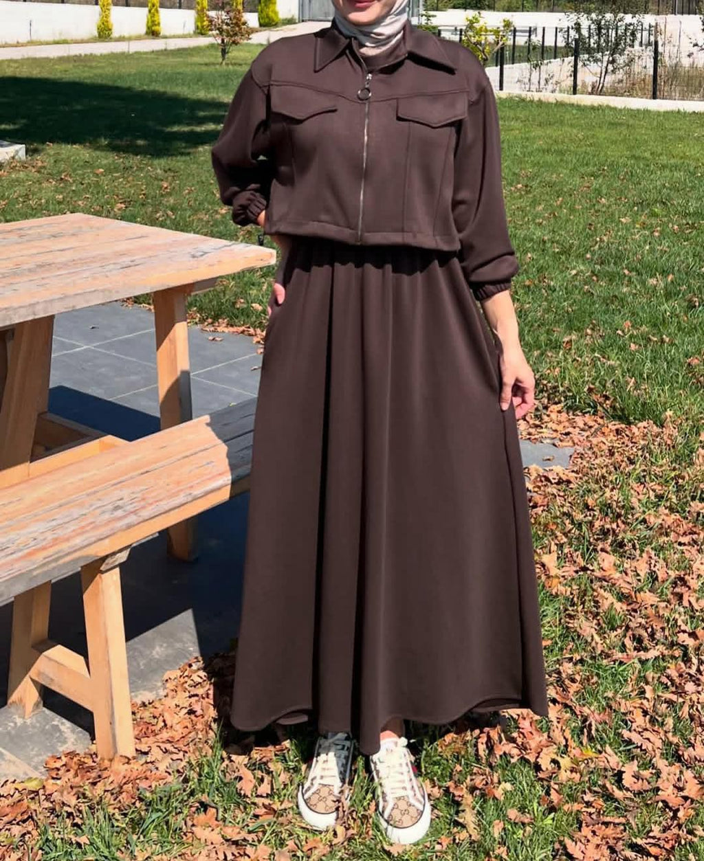 Maxi Style Zipper Jacket Winter Suit (2pec)