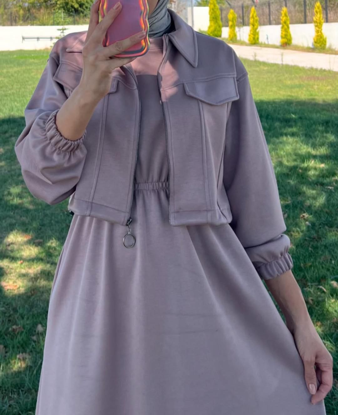 Maxi Style Zipper Jacket Winter Suit (2pec)