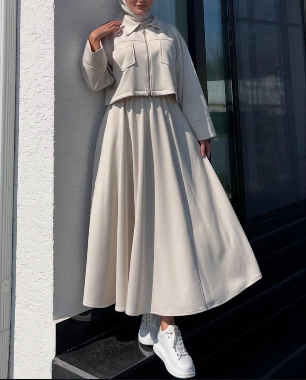 Maxi Style Zipper Jacket Winter Suit (2pec)