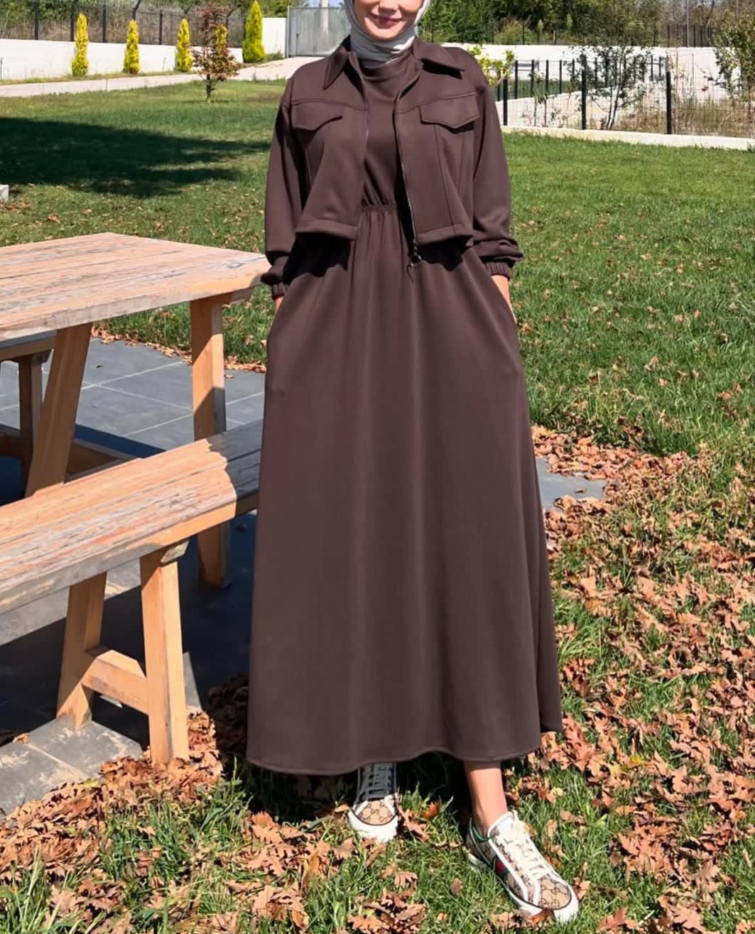 Maxi Style Zipper Jacket Winter Suit (2pec)