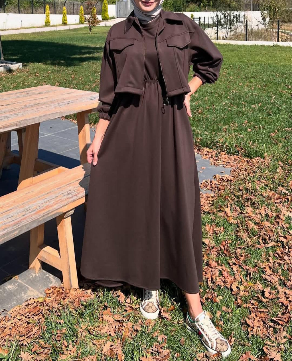 Maxi Style Zipper Jacket Winter Suit (2pec)