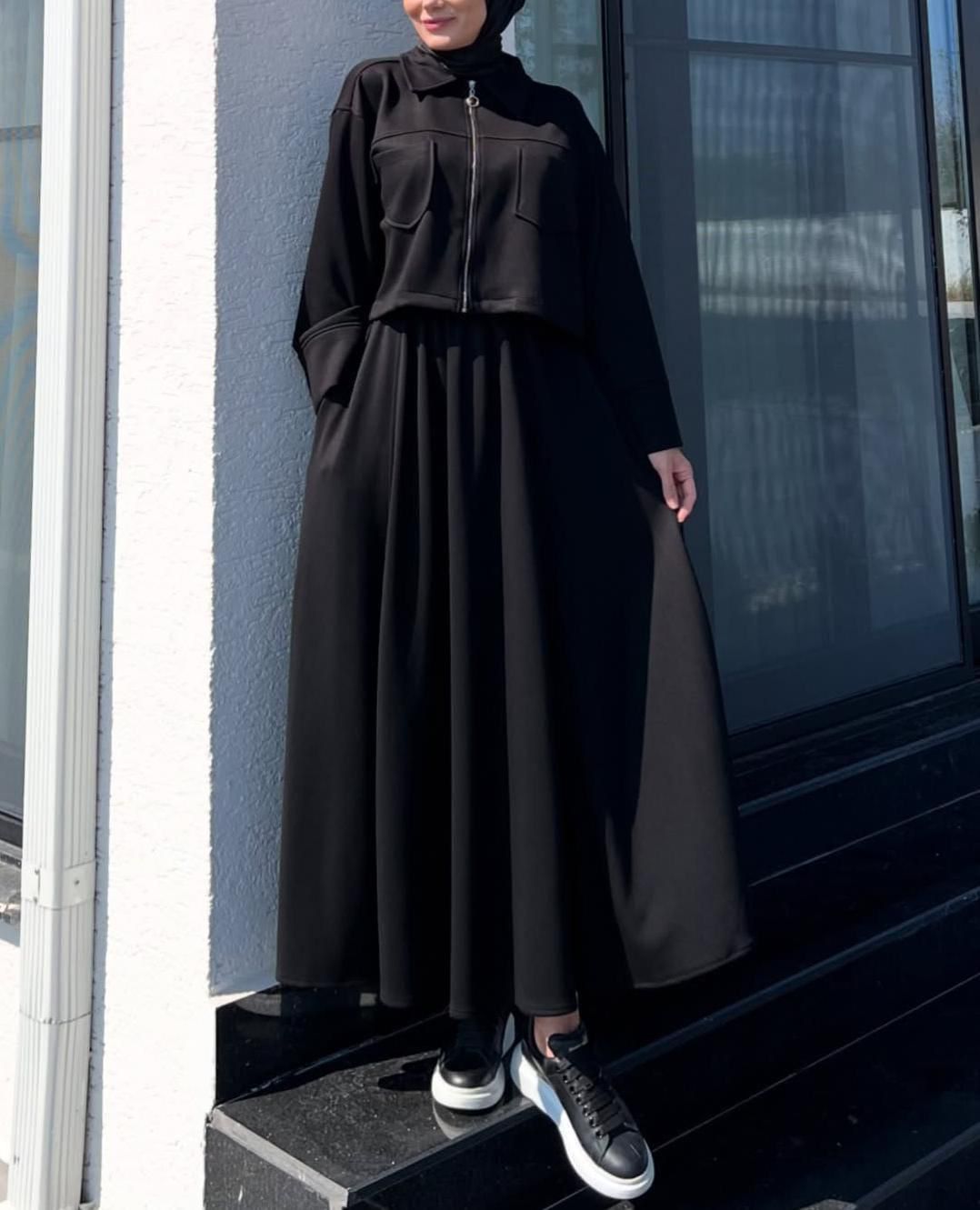 Maxi Style Zipper Jacket Winter Suit (2pec)