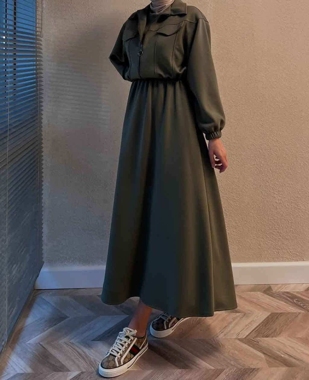 Maxi Style Zipper Jacket Winter Suit (2pec)