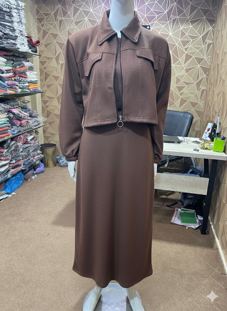 Maxi Style Zipper Jacket Winter Suit (2pec)