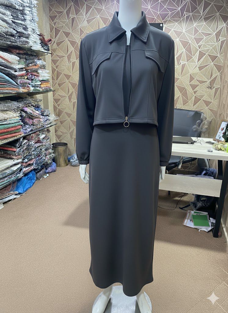 Maxi Style Zipper Jacket Winter Suit (2pec)