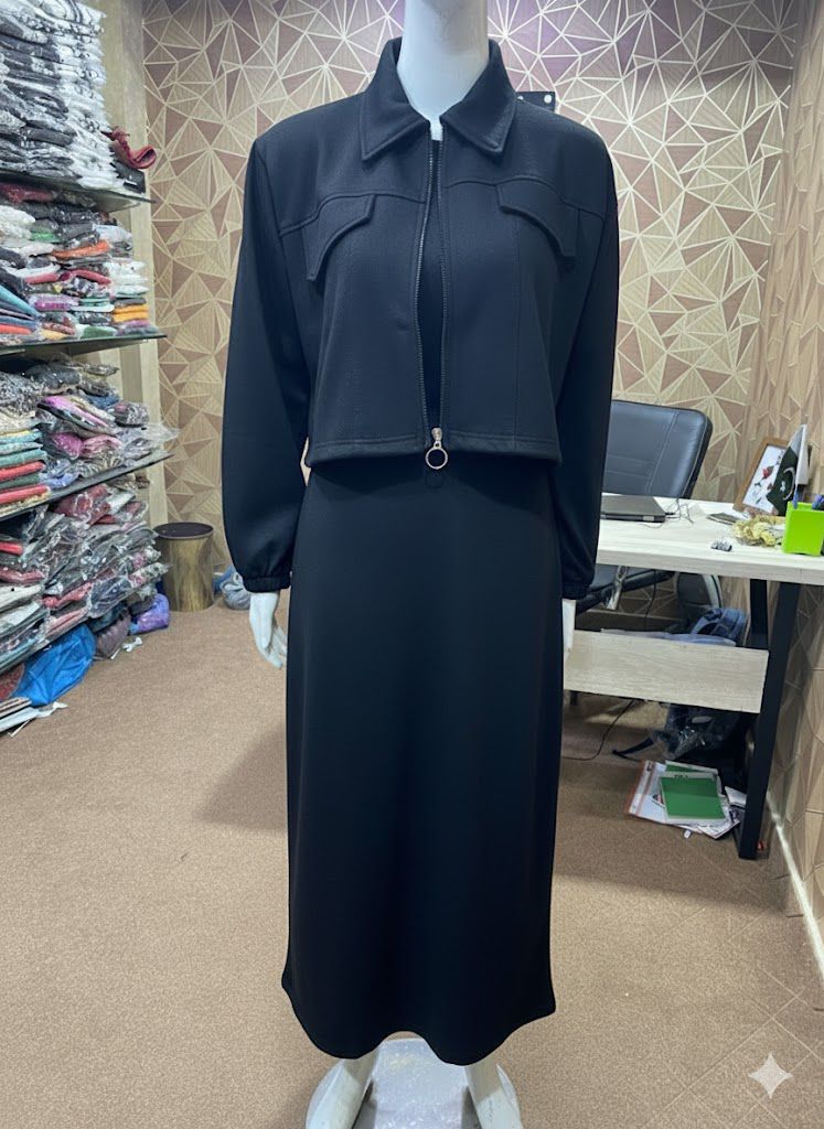 Maxi Style Zipper Jacket Winter Suit (2pec)