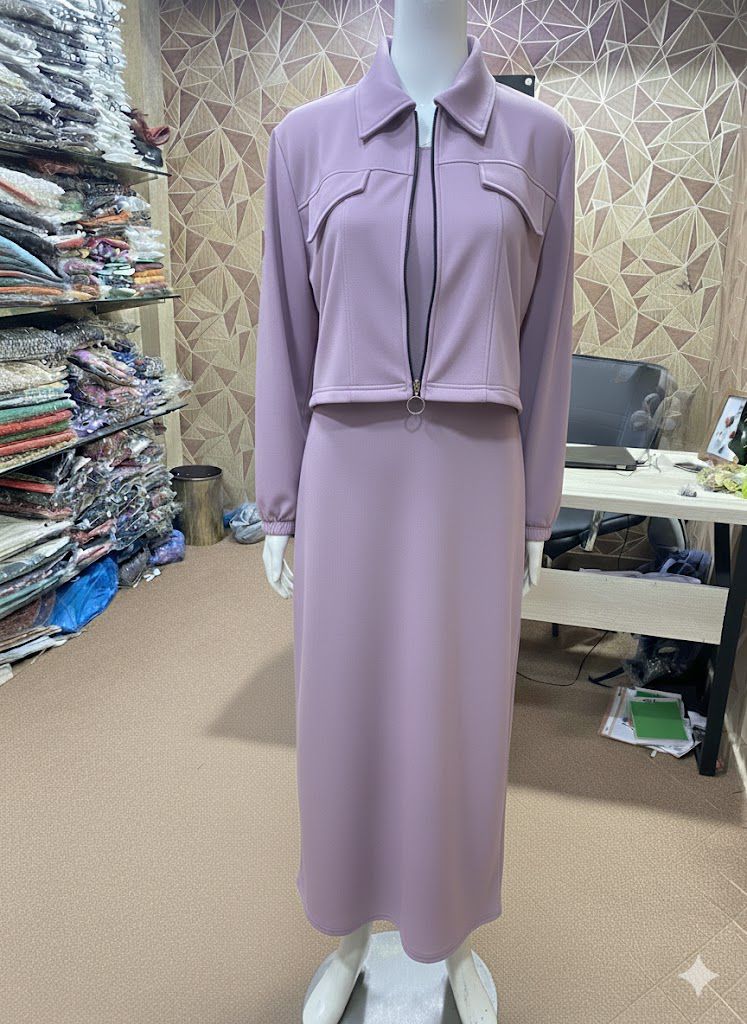 Maxi Style Zipper Jacket Winter Suit (2pec)