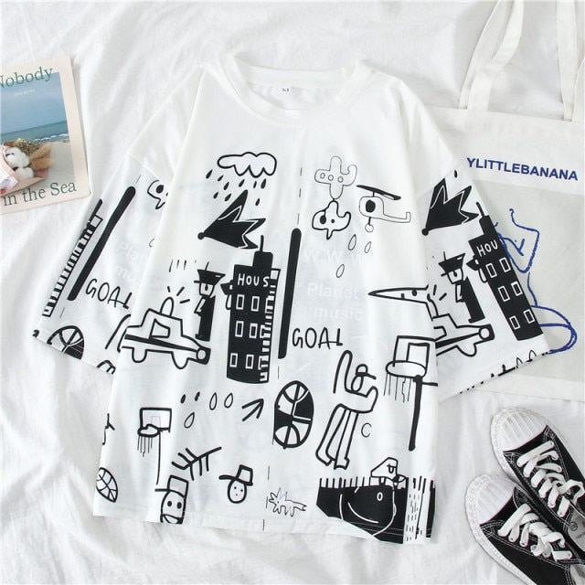 Planet Music City Graphic Drop Shoulder Oversized Tee