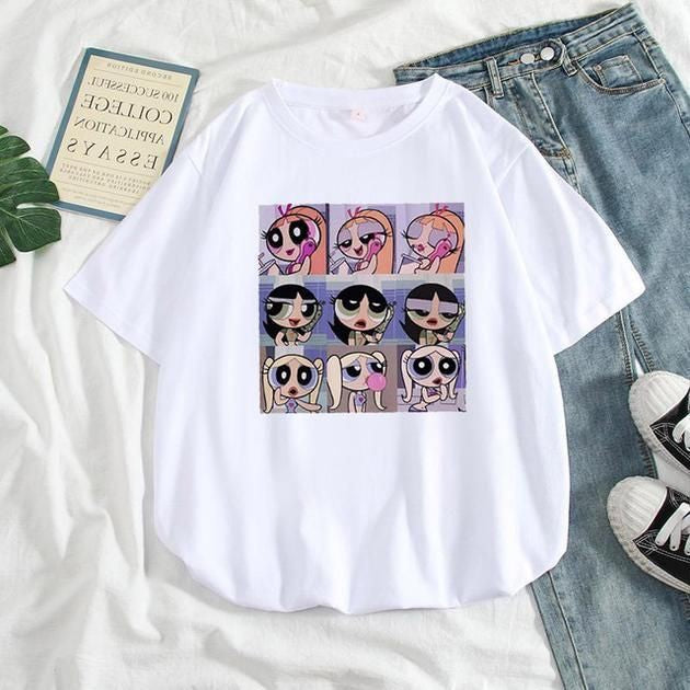Powerpuff Girls Graphic Drop Shoulder Oversized Tee